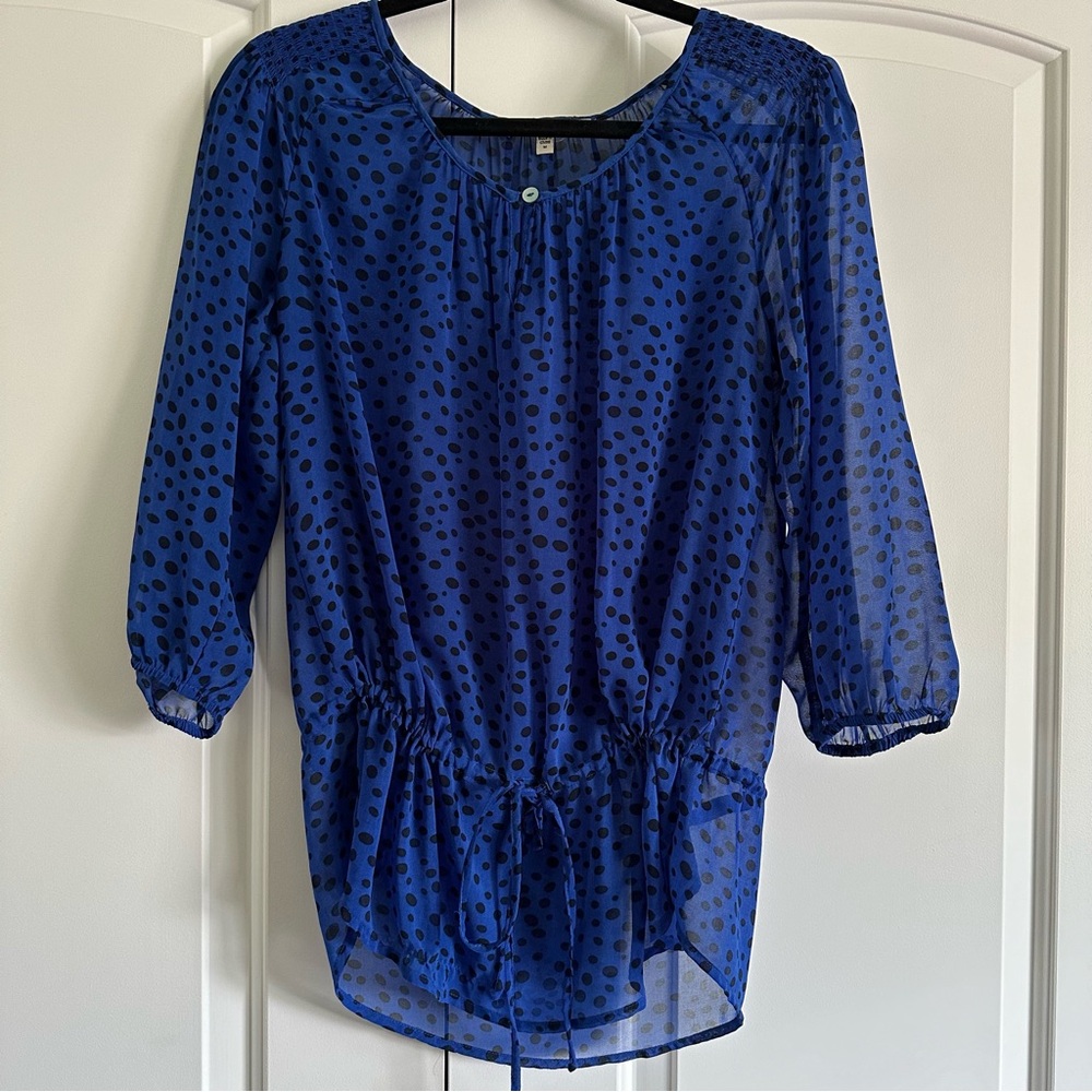 Mesh polka dot blouse